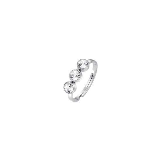 ANILLO ACERO MUJER CRISTALES BLANCOS