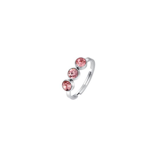 ANILLO DE ACERO PARA MUJER CON CRISTALES ROSAS