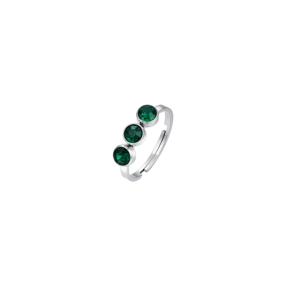 ANILLO DE ACERO CRISTAL VERDE PARA MUJER