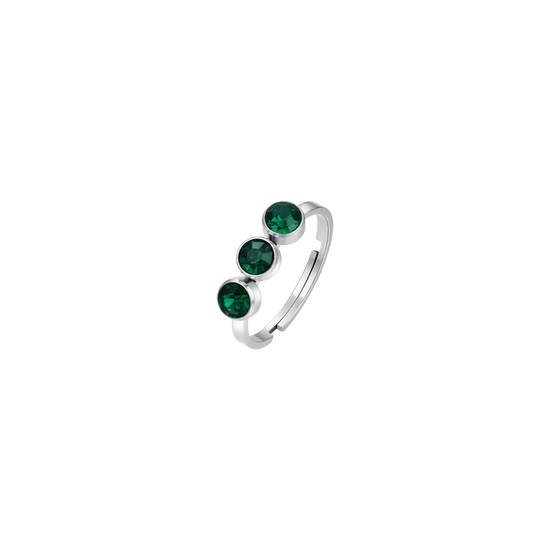 ANILLO DE ACERO CRISTAL VERDE PARA MUJER