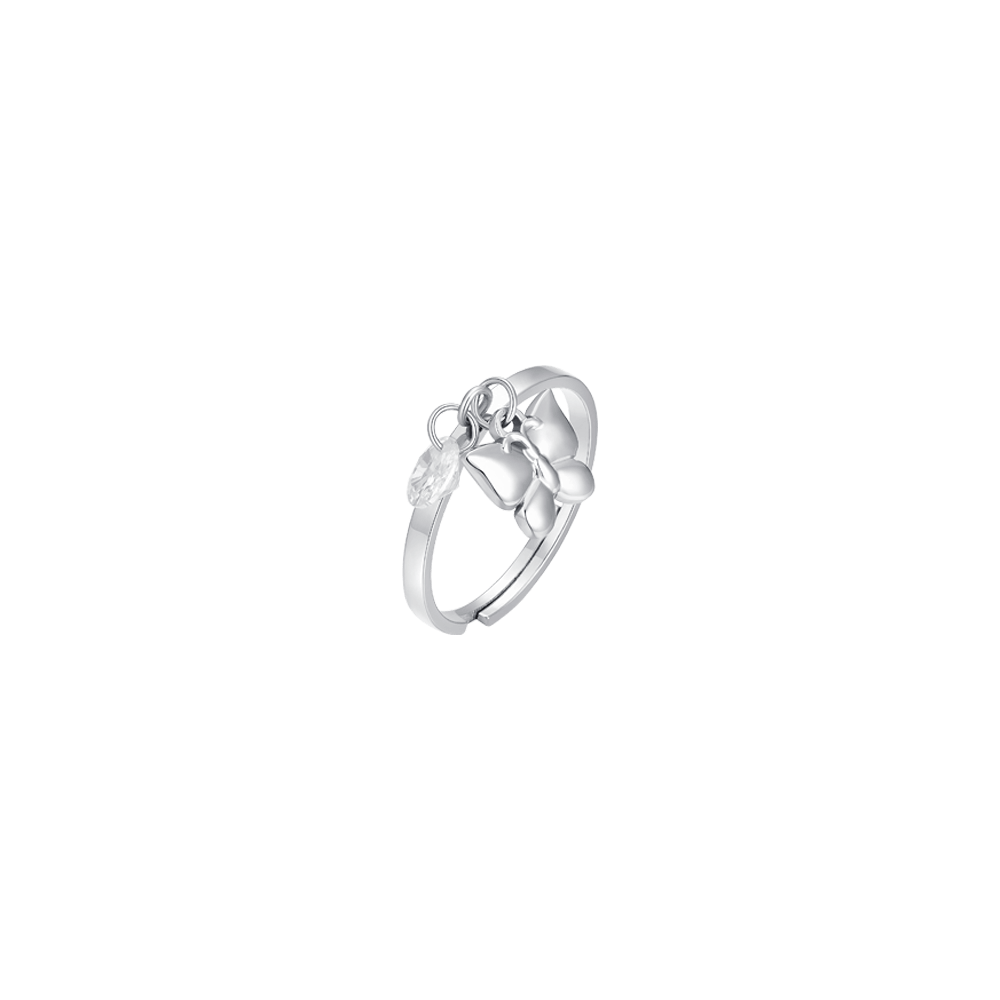 ANILLO DE MUJER DE ACERO CON MARIPOSA Y CIRCONITA