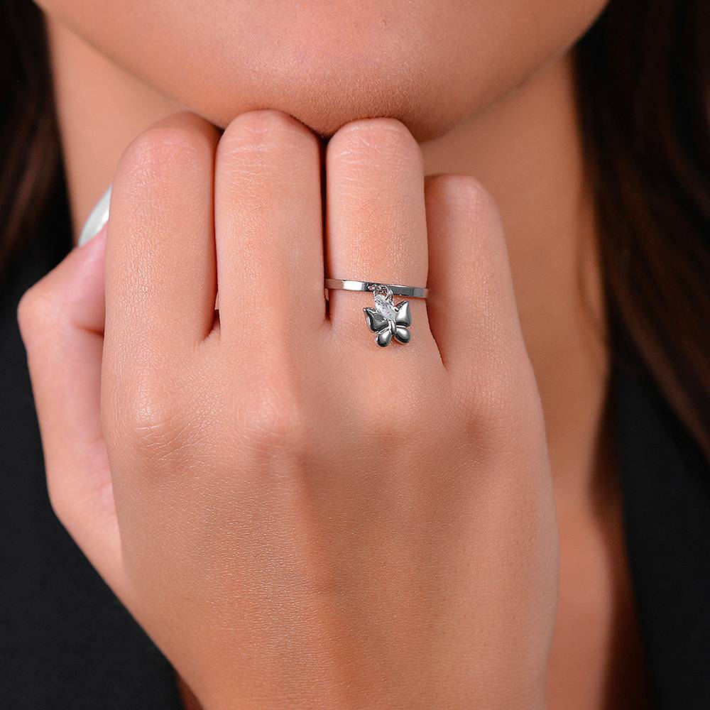 ANILLO DE MUJER DE ACERO CON MARIPOSA Y CIRCONITA