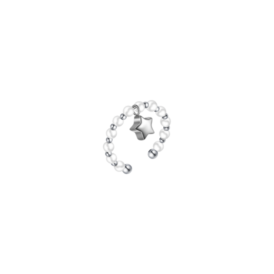ANELLO DONNA IN ACCIAIO E PERLE SINTETICHE BIANCHE CON STELLA