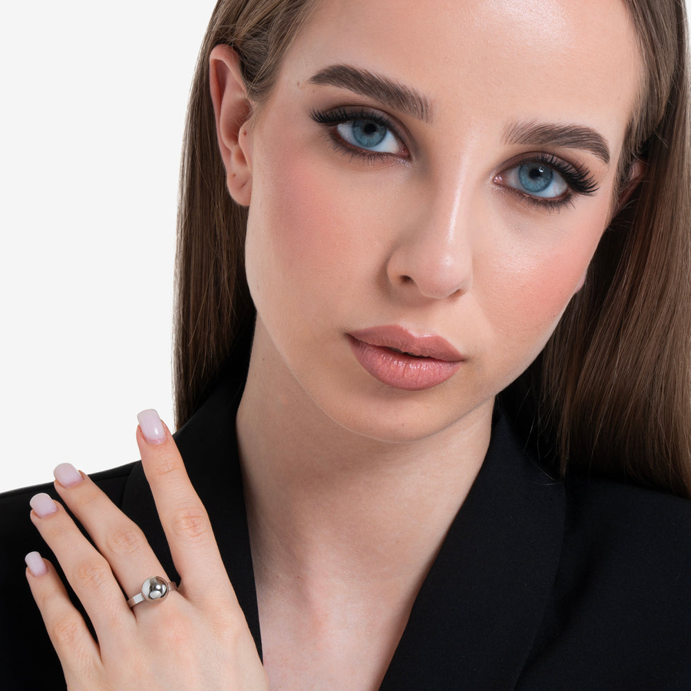 ANELLO DONNA IN ACCIAIO CON SFERA