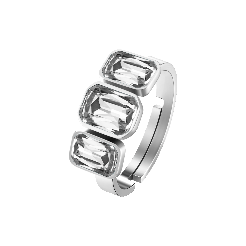 ANILLO DE ACERO PARA MUJER CON CRISTALES BLANCOS