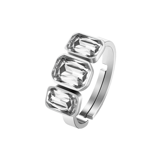 ANILLO DE ACERO PARA MUJER CON CRISTALES BLANCOS
