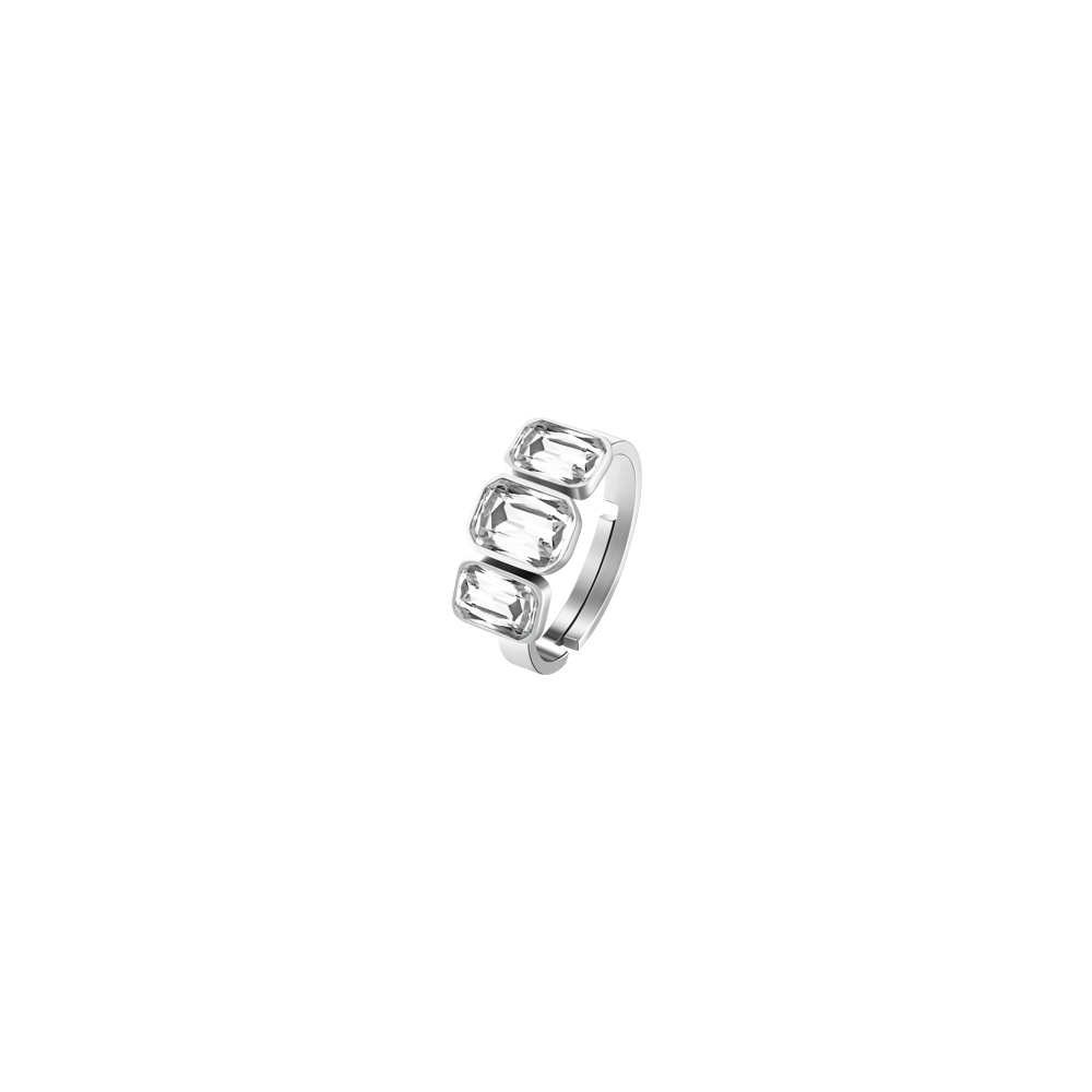 ANILLO DE ACERO PARA MUJER CON CRISTALES BLANCOS