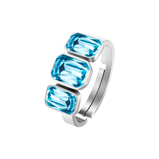 ANELLO DONNA IN ACCIAIO CON CRISTALLI ACQUA MARINA