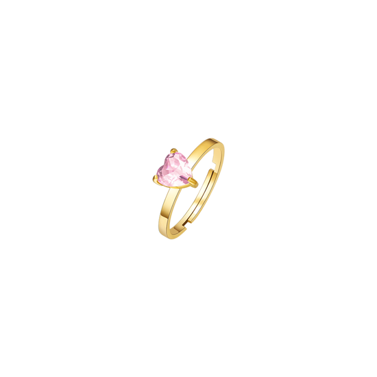 ANELLO DONNA IN ACCIAIO IP GOLD CON CUORE CRISTALLO ROSA