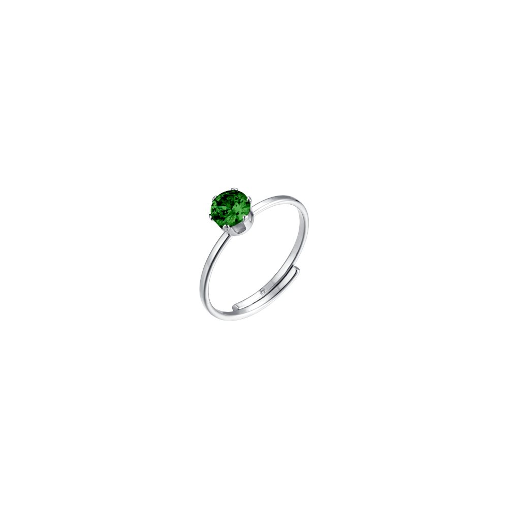 ANELLO DONNA IN ACCIAIO   ZIRCONE VERDE