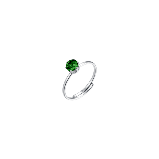 ANELLO DONNA IN ACCIAIO   ZIRCONE VERDE