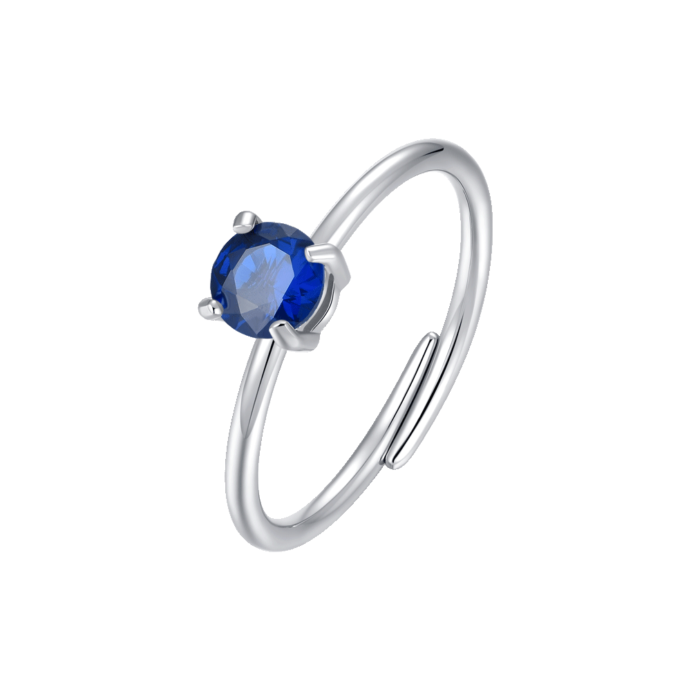 ANELLO DONNA IN ACCIAIO  ZIRCONE BLU