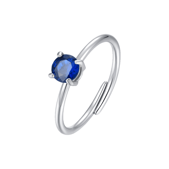 ANELLO DONNA IN ACCIAIO  ZIRCONE BLU