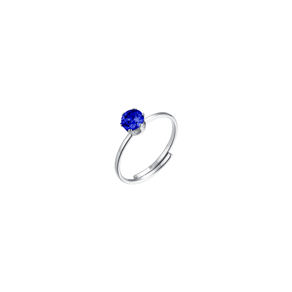 ANELLO DONNA IN ACCIAIO  ZIRCONE BLU