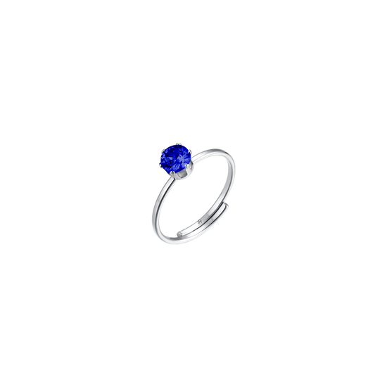ANELLO DONNA IN ACCIAIO  ZIRCONE BLU