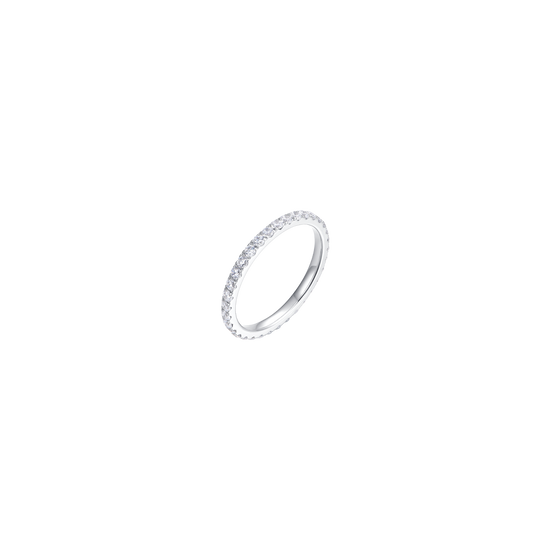 ANILLO DE ACERO PARA MUJER CON CRISTALES BLANCOS
