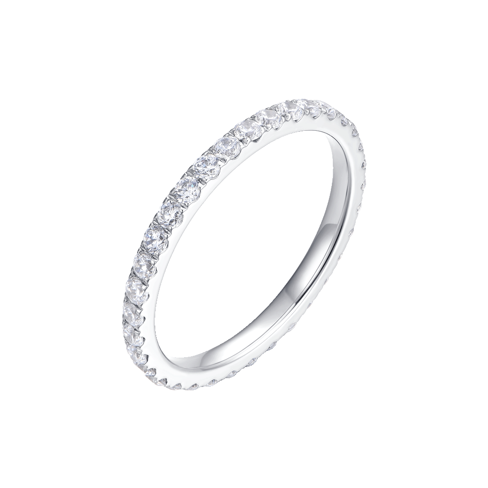 ANILLO DE ACERO PARA MUJER CON CRISTALES BLANCOS