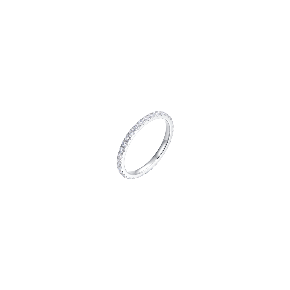 ANILLO DE ACERO PARA MUJER CON CRISTALES BLANCOS