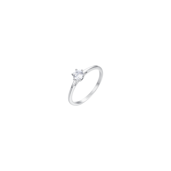 ANILLO DE ACERO PARA SEÑORA CON CRISTAL BLANCO