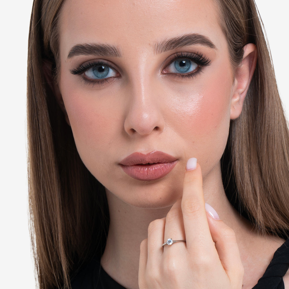 ANELLO DONNA IN ACCIAIO CON CRISTALLO BIANCO - MISURA 16