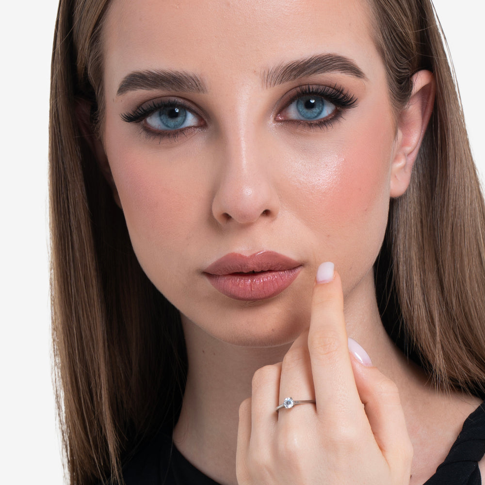 ANELLO DONNA IN ACCIAIO CON CRISTALLO BIANCO - TAGLIA 20