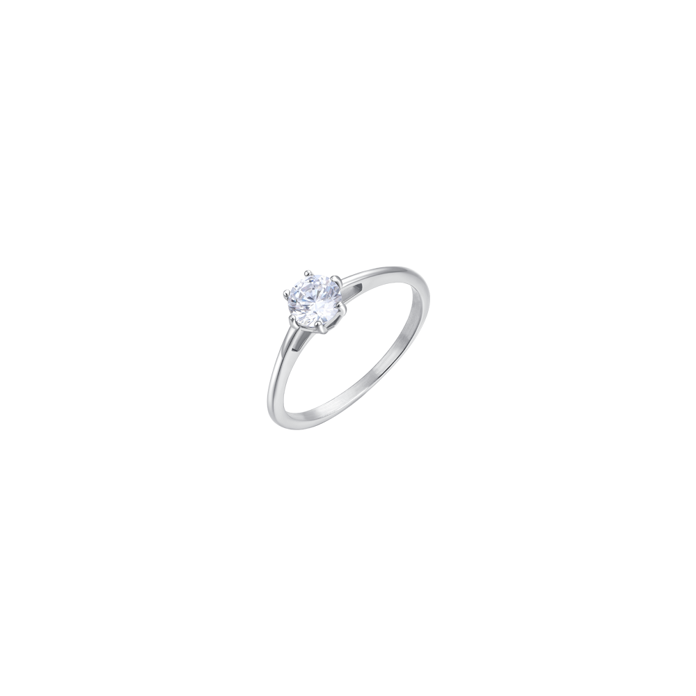 ANILLO DE ACERO PARA SEÑORA CON CRISTAL BLANCO