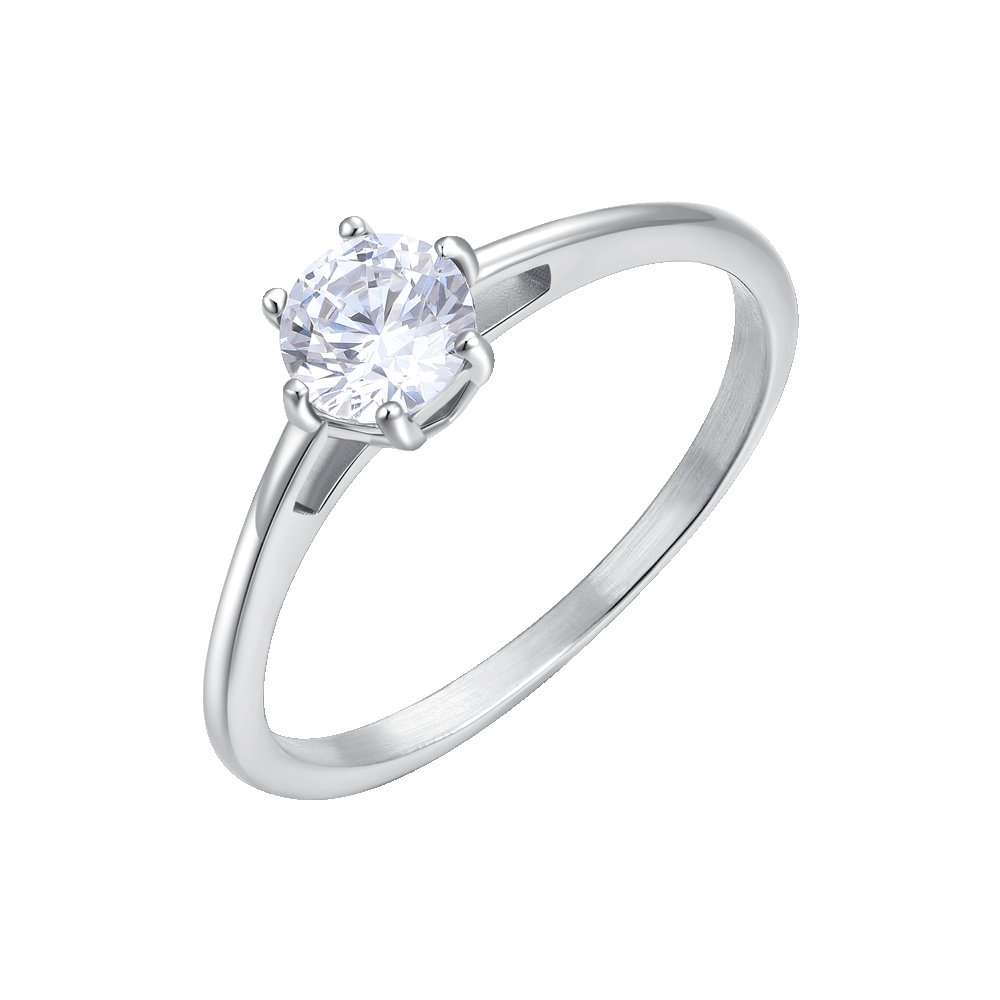 ANELLO DONNA IN ACCIAIO CON CRISTALLO BIANCO - TAGLIA 20