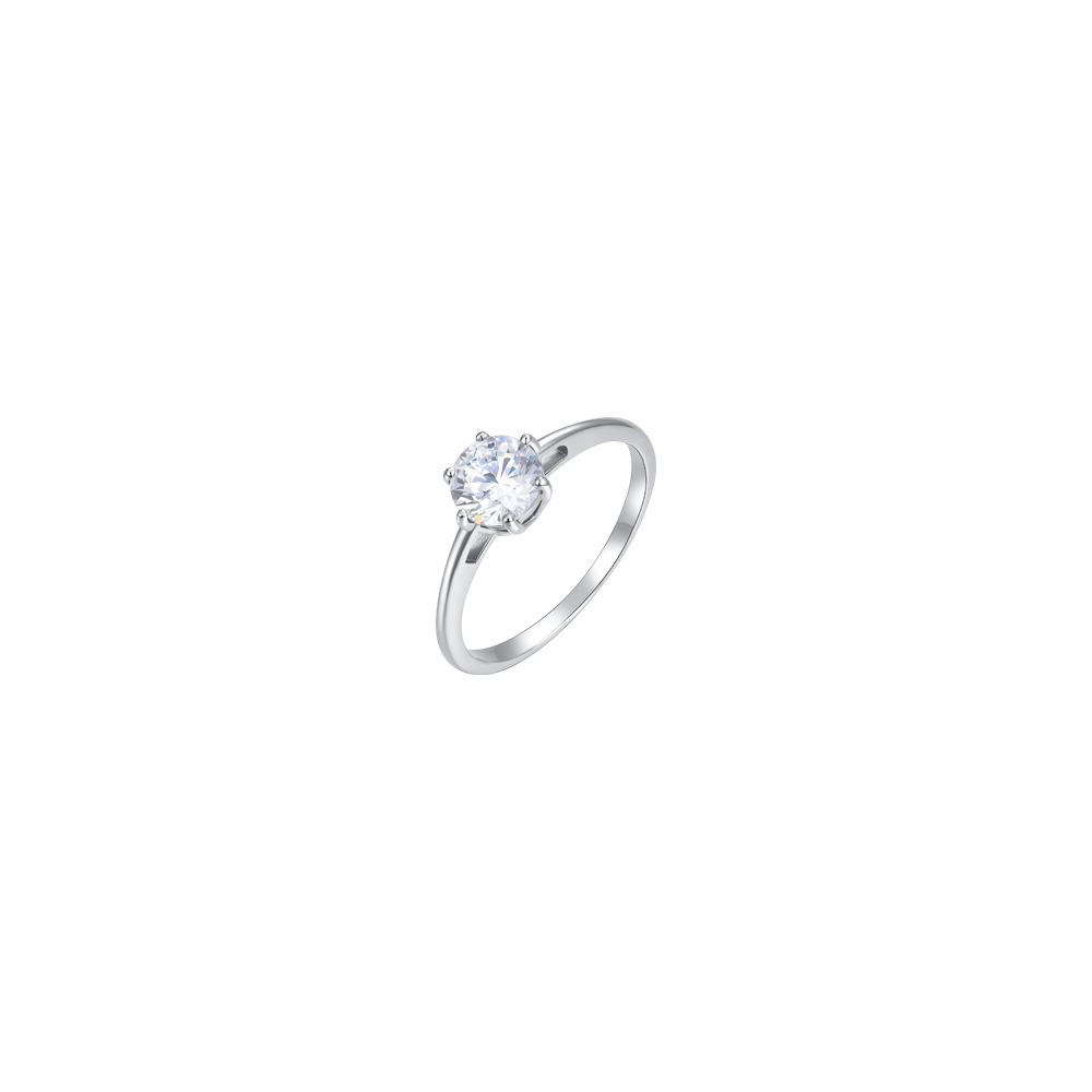 ANILLO DE ACERO PARA SEÑORA CON CRISTAL BLANCO