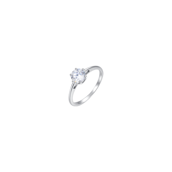ANILLO DE ACERO PARA SEÑORA CON CRISTAL BLANCO