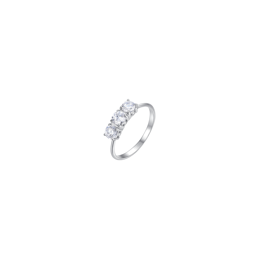 ANILLO DE ACERO PARA MUJER CON CRISTALES BLANCOS