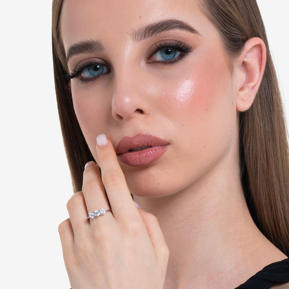 ANELLO DONNA IN ACCIAIO CON  CRISTALLI BIANCHI