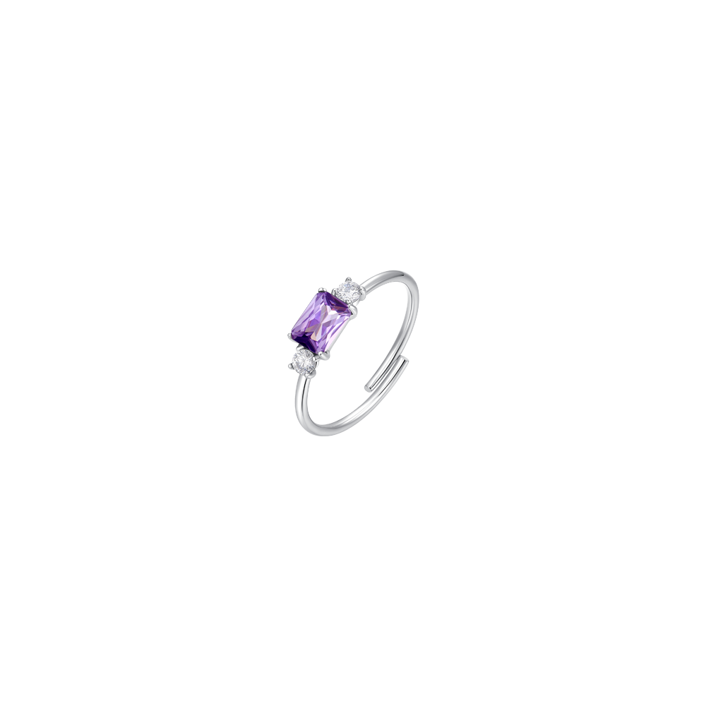 ANELLO DONNA IN ACCIAIO CON ZIRCONI VIOLA E BIANCHI