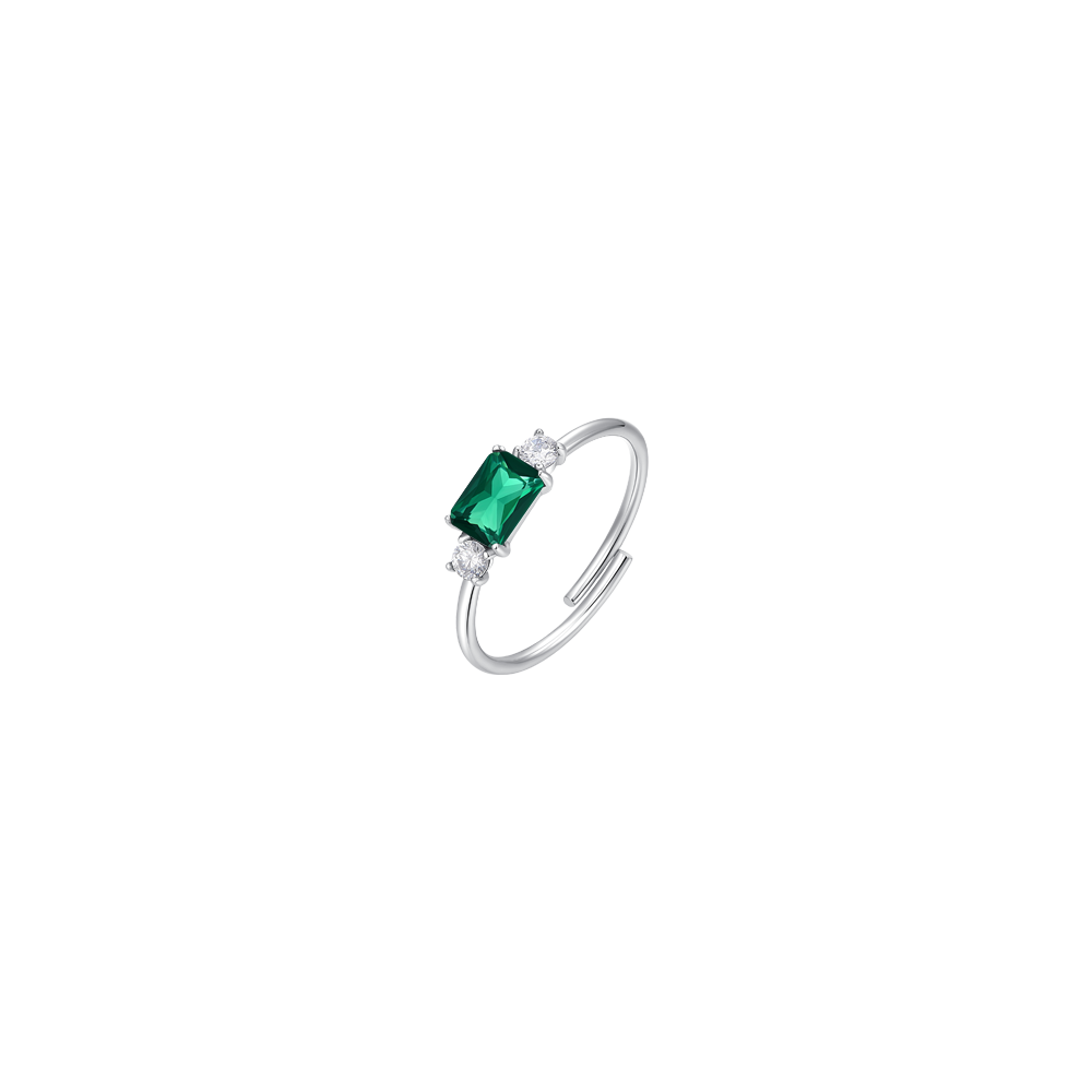 ANELLO DONNA IN ACCIAIO CON ZIRCONI VERDE E BIANCHI