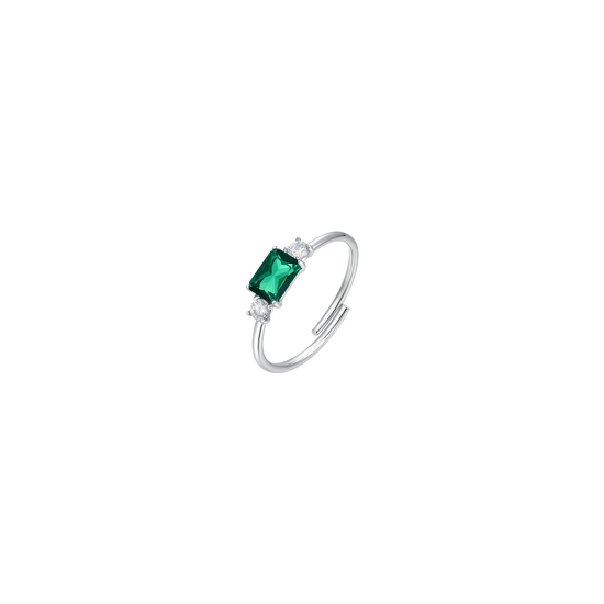 ANELLO DONNA IN ACCIAIO CON ZIRCONI VERDE E BIANCHI