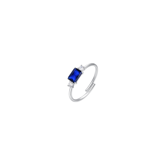 ANELLO DONNA IN ACCIAIO CON ZIRCONI BLU E BIANCHI