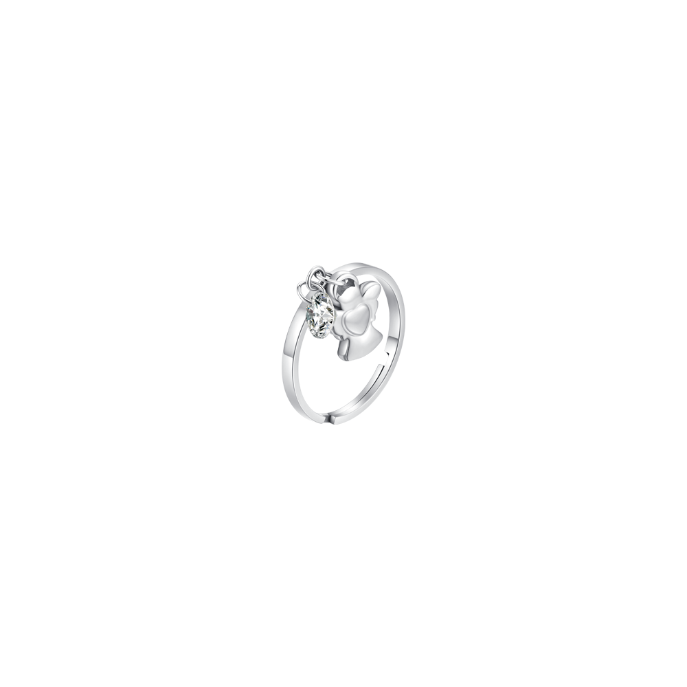ANELLO DONNA IN ACCIAIO CON ANGELO E ZIRCONE BIANCO