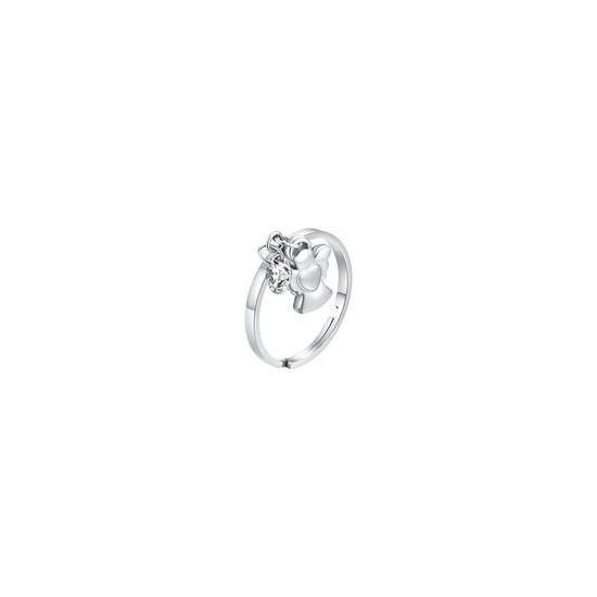 ANELLO DONNA IN ACCIAIO CON ANGELO E ZIRCONE BIANCO