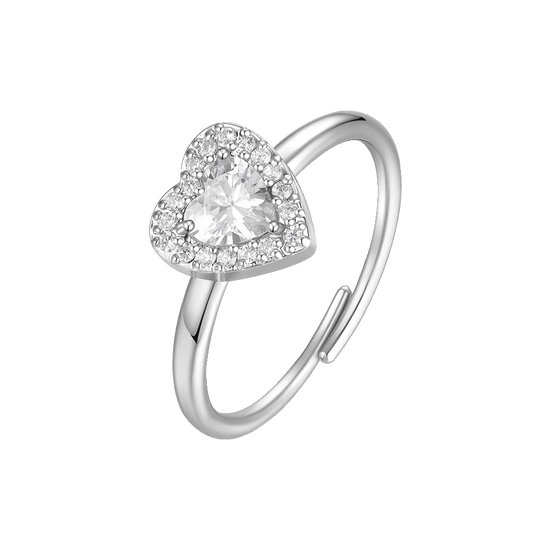 ANELLO DONNA IN ACCIAIO CON CUORE CON ZIRCONI BIANCHI