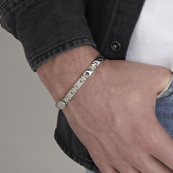 PULSERA DE ACERO ROSARIO PARA HOMBRES