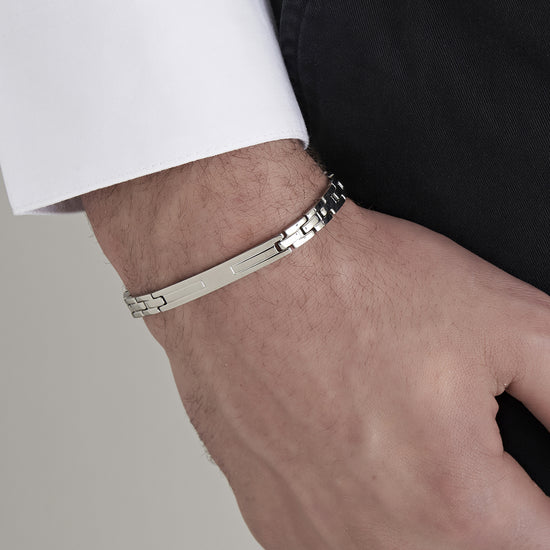 BRAZALETE DE ACERO DE ESLABONES ESTRECHOS PARA HOMBRE