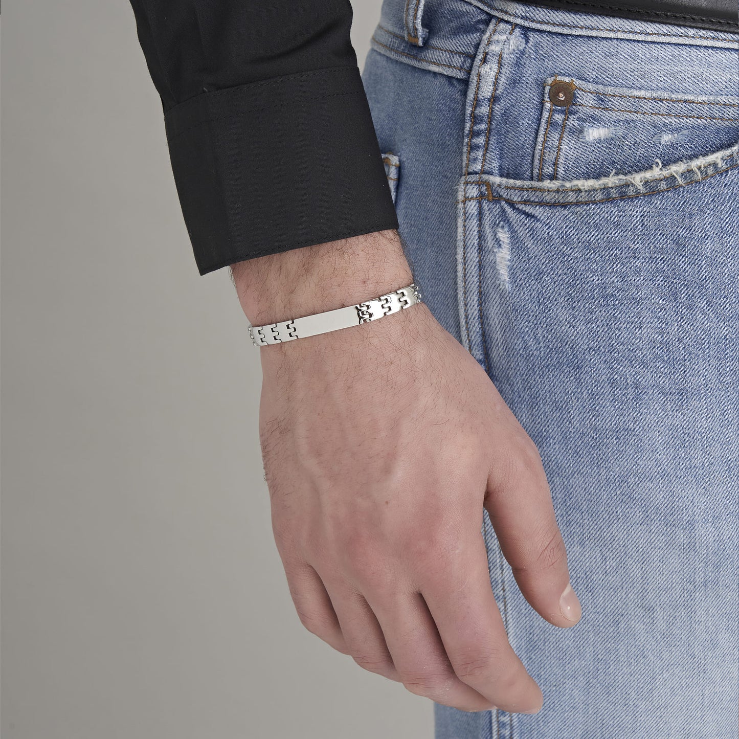 BRAZALETE DE ACERO DE ESLABONES ANCHOS PARA HOMBRE