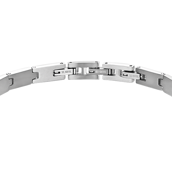 PULSERA DE HOMBRE CON PLACA DE ACERO Y ELEMENTOS NEGROS