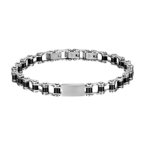 BRAZALETE IP DE ACERO PARA HOMBRE CON CADENA DE ACERO NEGRO