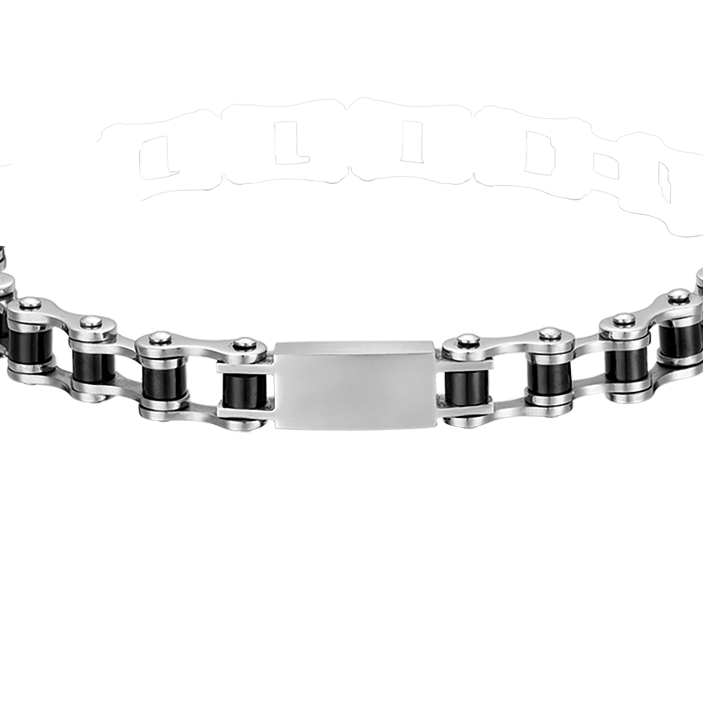 BRAZALETE IP DE ACERO PARA HOMBRE CON CADENA DE ACERO NEGRO