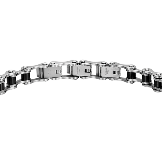 BRAZALETE IP DE ACERO PARA HOMBRE CON CADENA DE ACERO NEGRO
