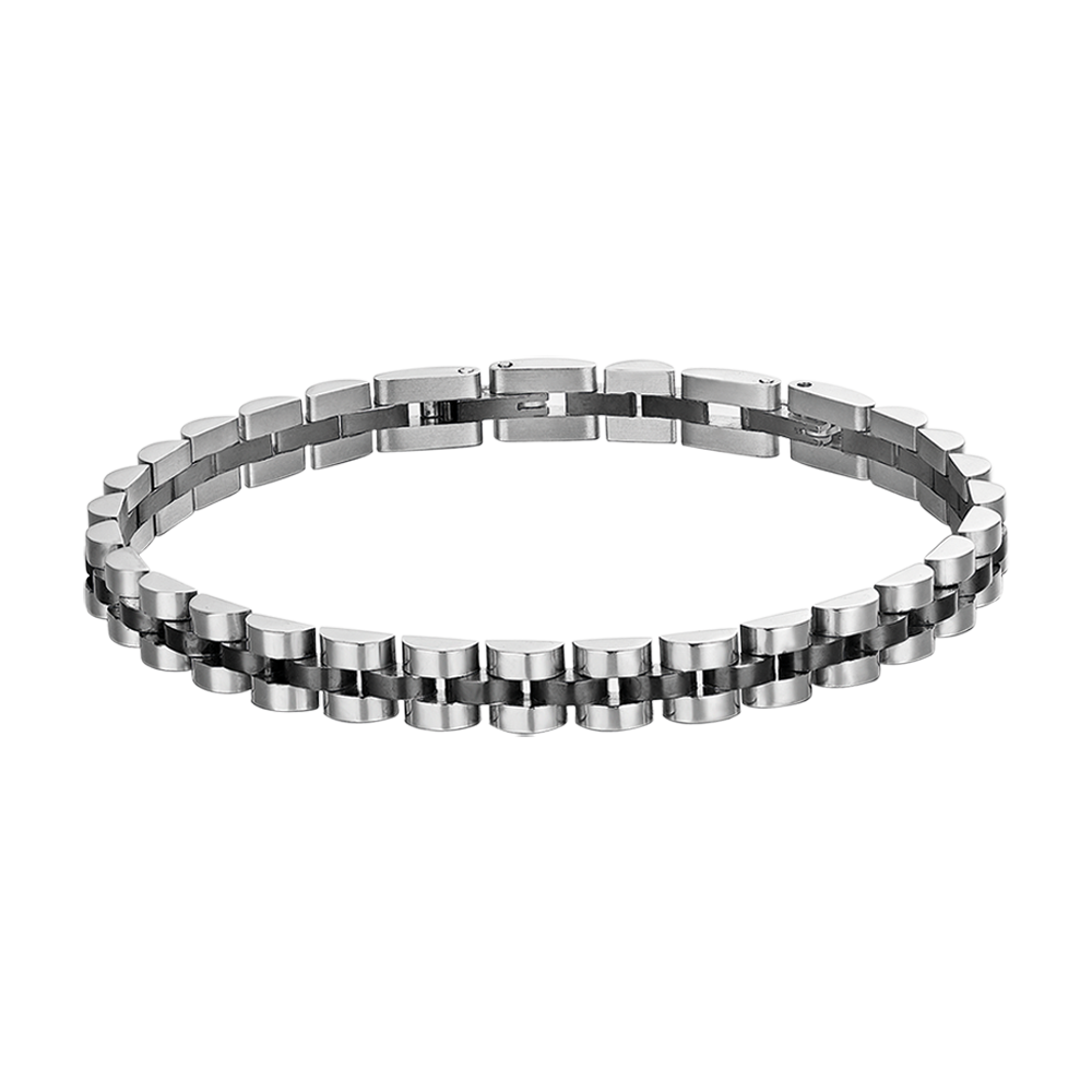 BRAZALETE DE ACERO PARA HOMBRE CON DETALLE IP NEGRO