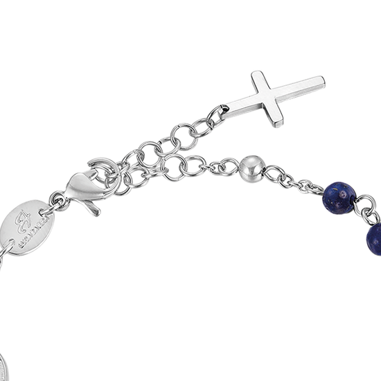 PULSERA ROSARIO DE ACERO PARA HOMBRE CON PIEDRAS DE LAPISLÁZULI