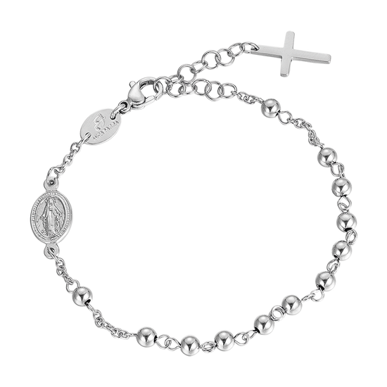 PULSERA DE ROSARIO DE HOMBRE EN ACERO CON HUESOS DE ACERO Luca Barra