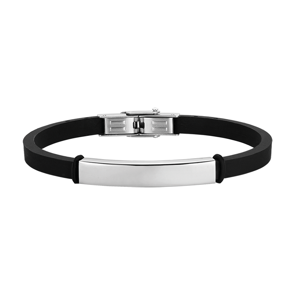 PULSERA DE SILICONA PARA HOMBRE CON PLACA DE ACERO