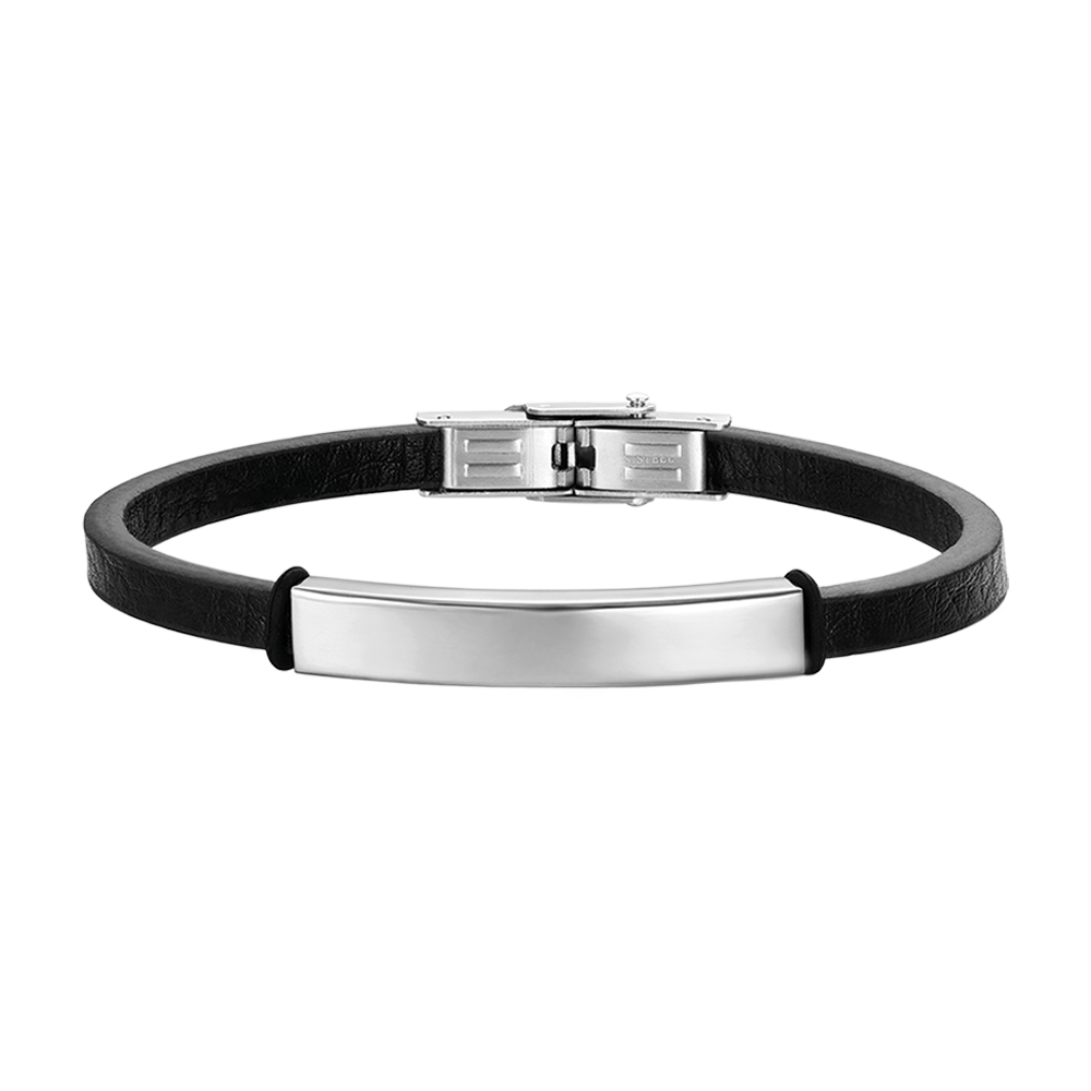 PULSERA DE CUERO PARA HOMBRE CON PLACA DE ACERO